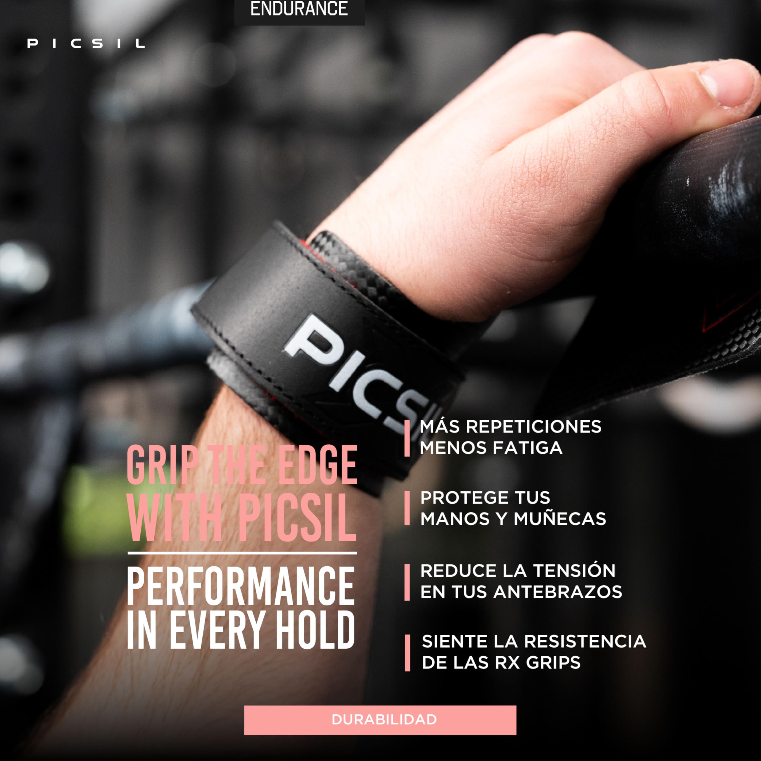 PICSIL - Calleras RX | Material de Fibra de Carbono | Uso con Magnesio | Agarre en Todas Superficies y Tipo de Barras | Diseñadas para Todos los Atletas