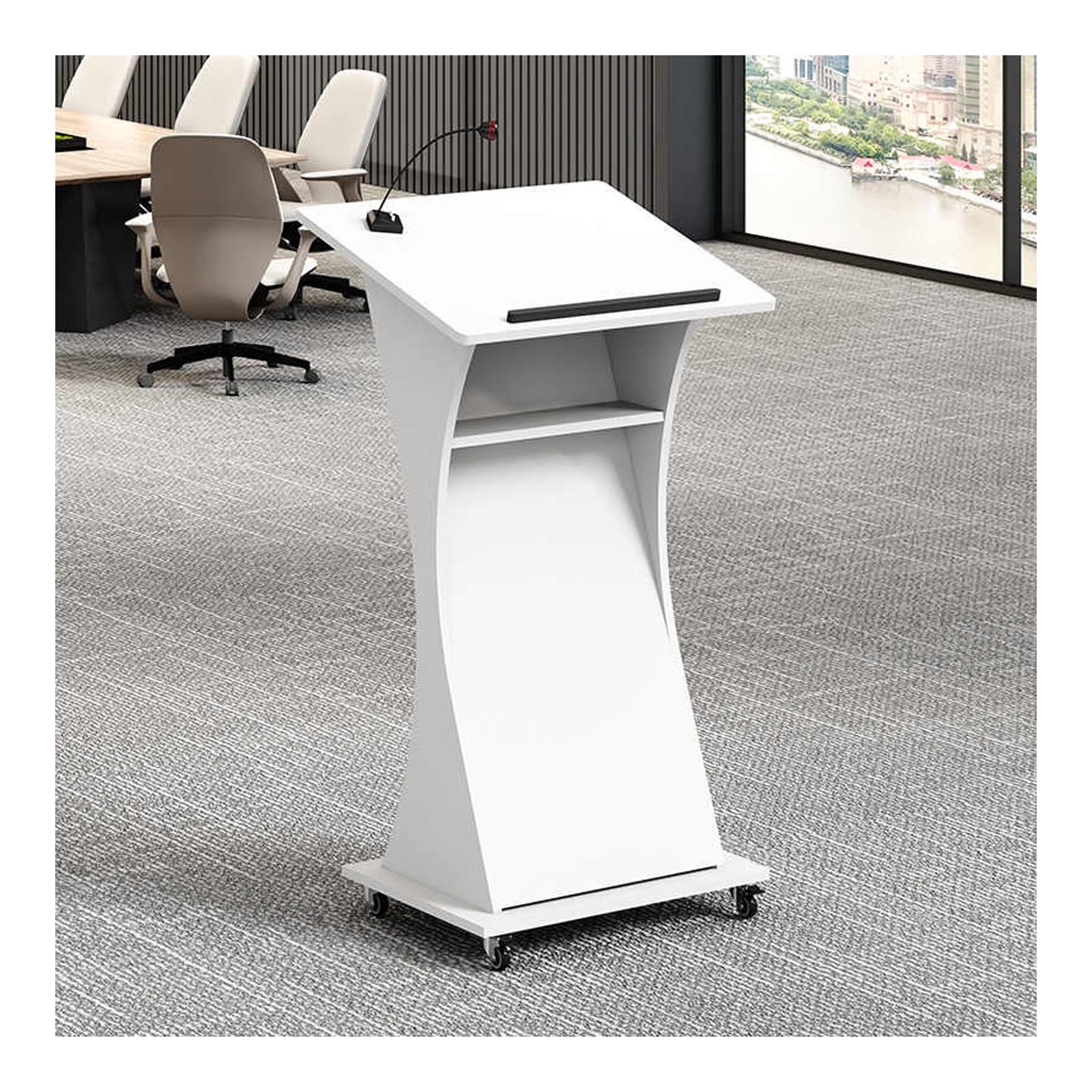 DUANHOZ Portable Wooden Podium Lectern Stand for Speeches and Presentations