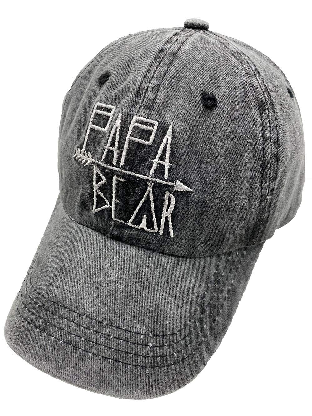 KKMKSHHGKKMKSHHG Unisex Papa Bear Denim Hat Adjustable Washed Dyed Cotton Dad Baseball Caps