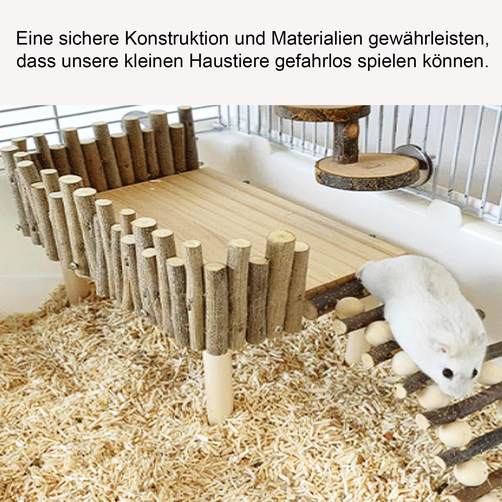 Hamster-Spiel-Holzplattform, Hamsterplattform, Kletterzubehör, Kleiner Haustierspielplatz, Klettergerüst,Kleintier-Stehplattform Mit Drehbarer Leiter, Holz Plattform, Hamster Kletterplattform