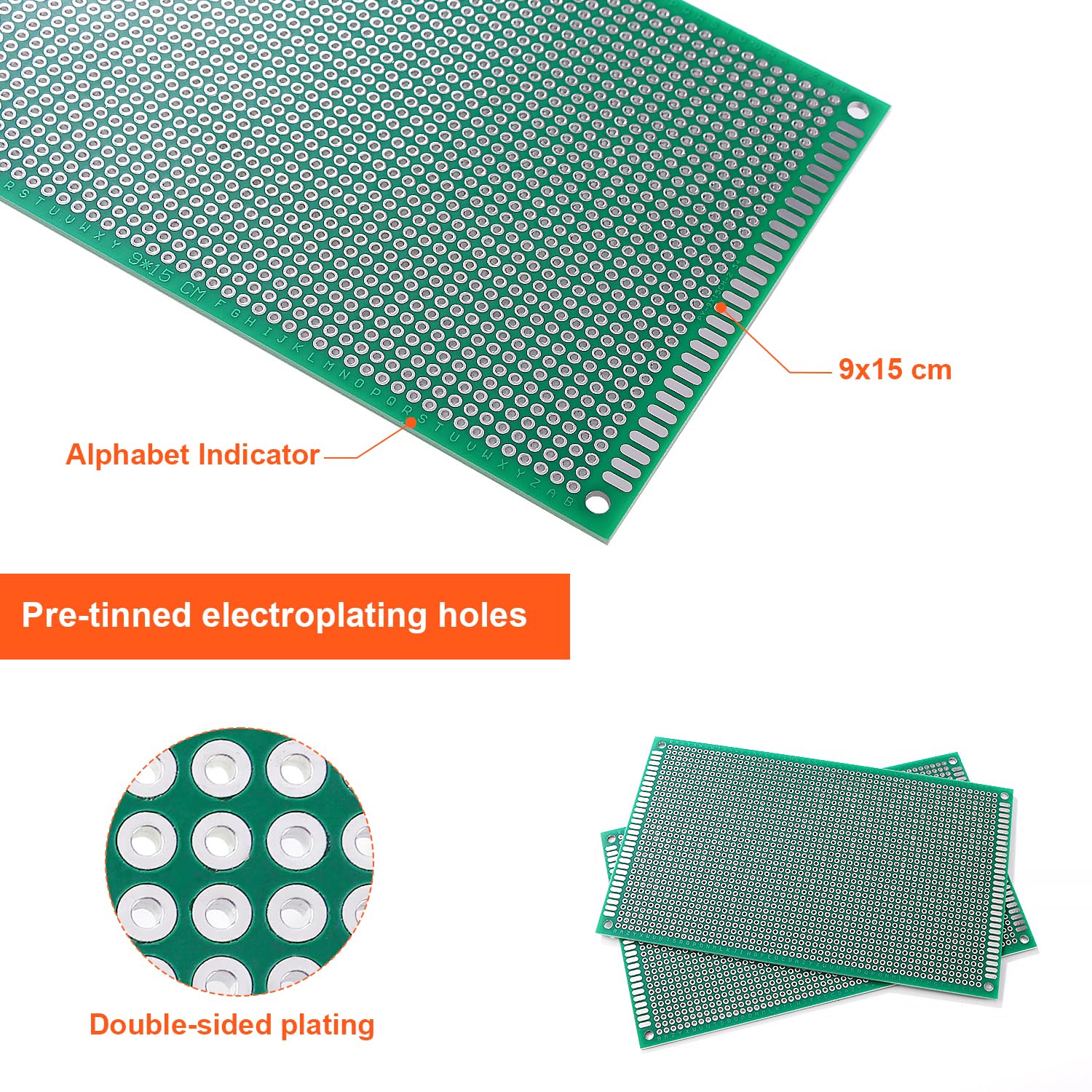 2 Pièces 9x15 cm Cartes PCB Prototype, Universel Cartes de Circuit Imprimé Double Face, PCB Board, pour Projets de Soudure DIY, Compatible avec les Kits Arduino