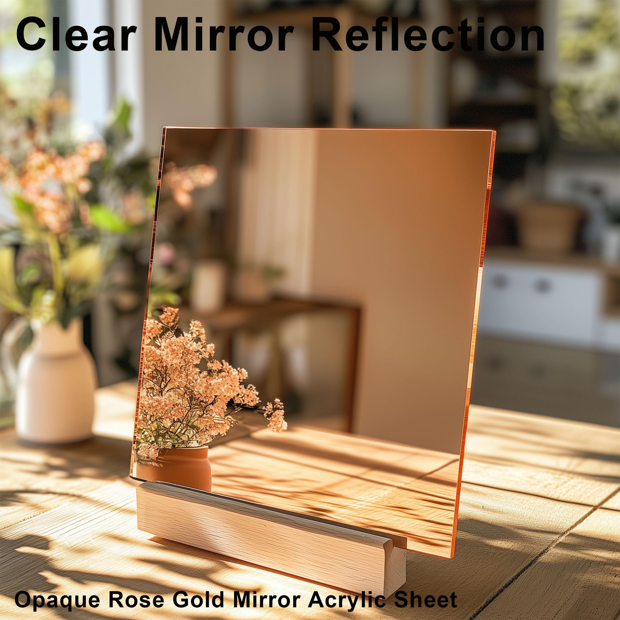 Rose Gold Mirror Acrylic Sheet - 12x16 inches, 2 Pieces | 1/8" Thick, Reflective Mirror Acrylic for Laser Cutting, DIY Crafts, and Home Decorations (30x40 cm)