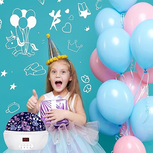 Miniatura 3 de Proyector de unicornio de luz nocturna para niñas, proyector de luces de estrellas para techo de niños, decoración de dormitorio, regalos para niñas