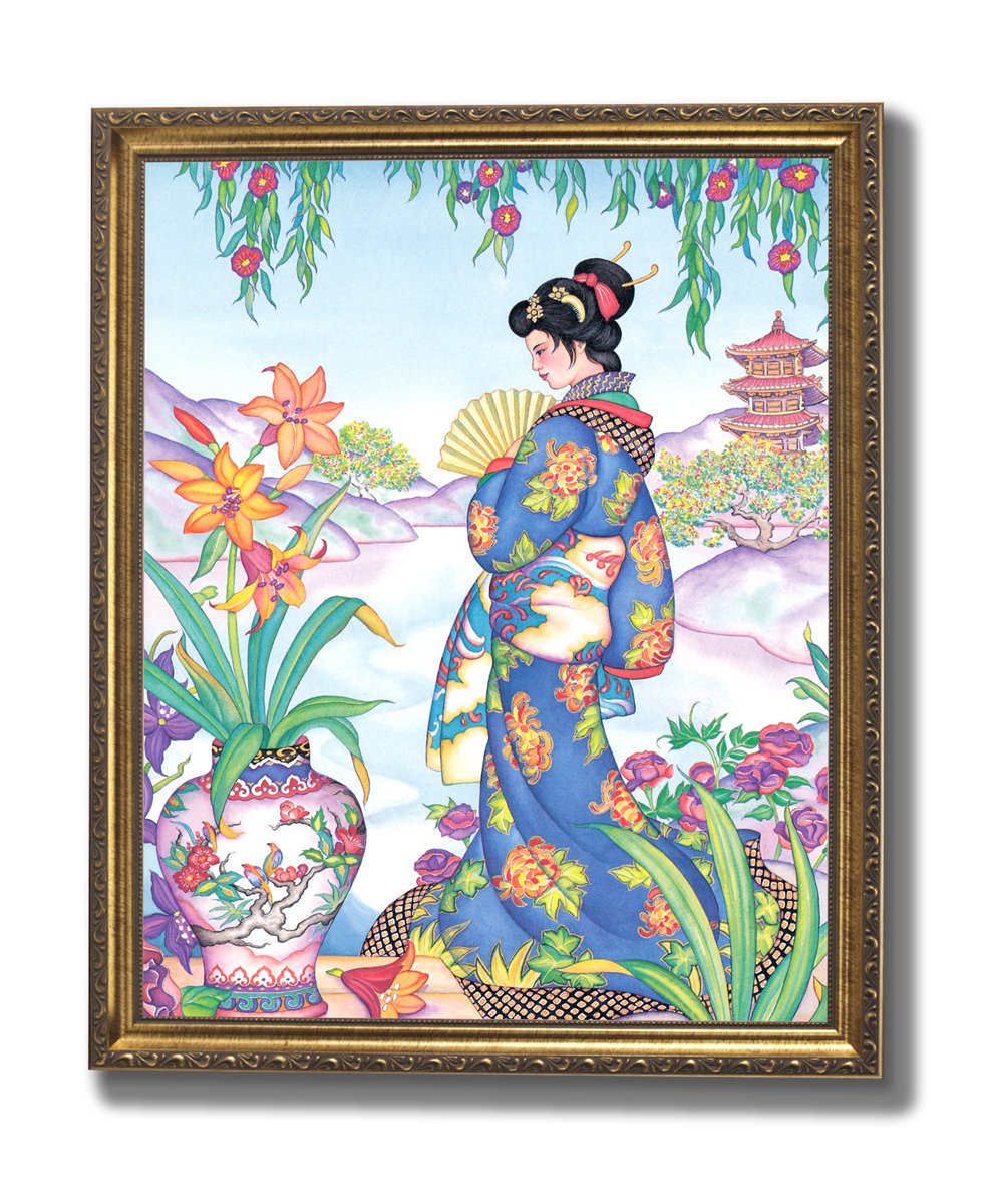 Amazon.com: Japanese Girl Woman In Garden Asian Contemporary Wall