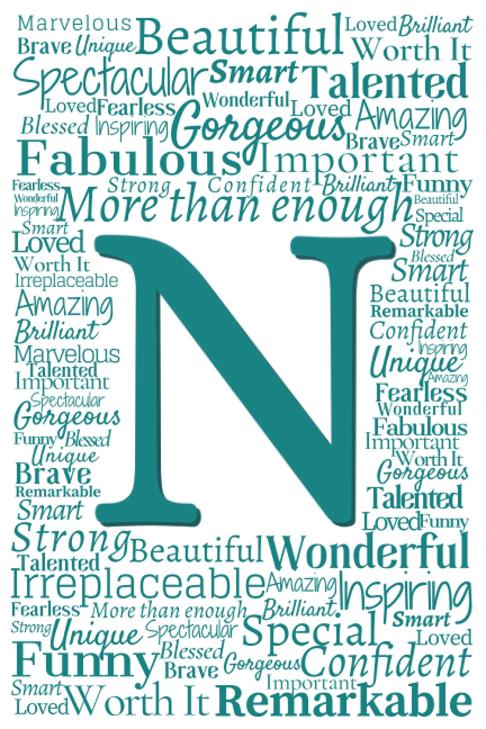 N: Inspirational Monogram Notebook (Teal Initial Word Art Notebooks)