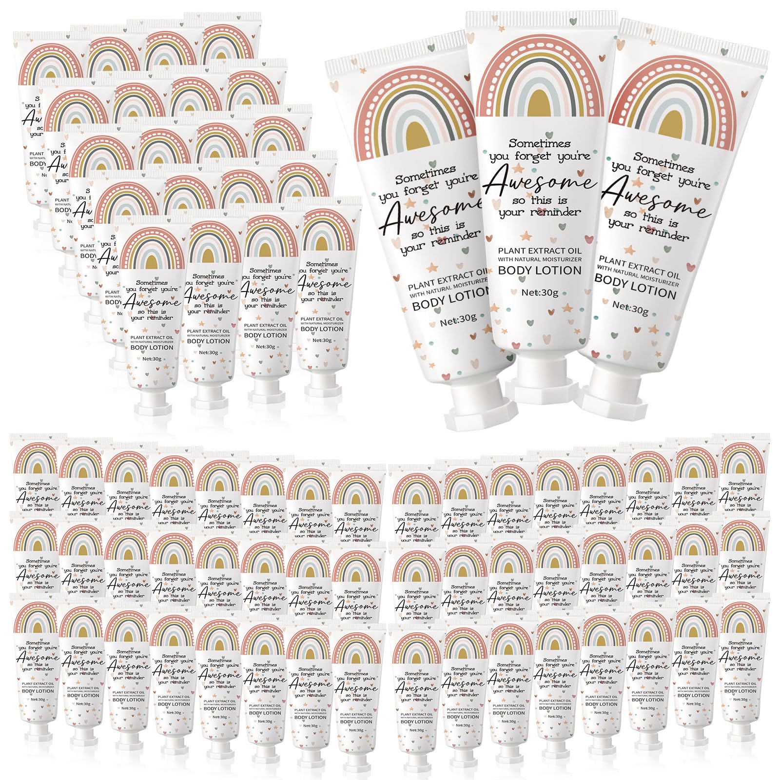 Yaryang 48 Pcs Valentine's Day Employee Appreciation Gifts Bulk Travel Rainbow Body Lotion Inspirational Thank You Team Office Gift Mini Body Cream