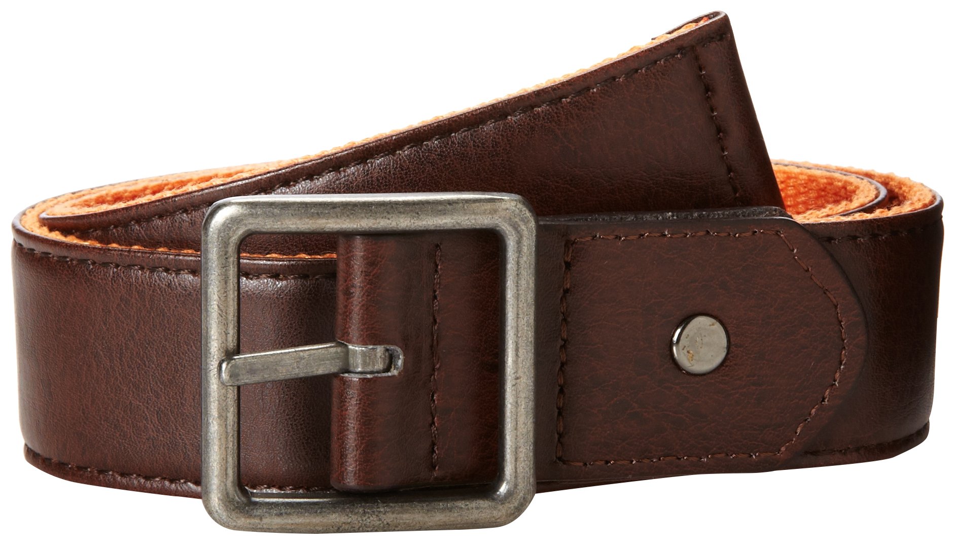 Concept One Accessories Boys 8-20 Web Reversible Belt From Bonded Leather To Web, Brown, Medium
