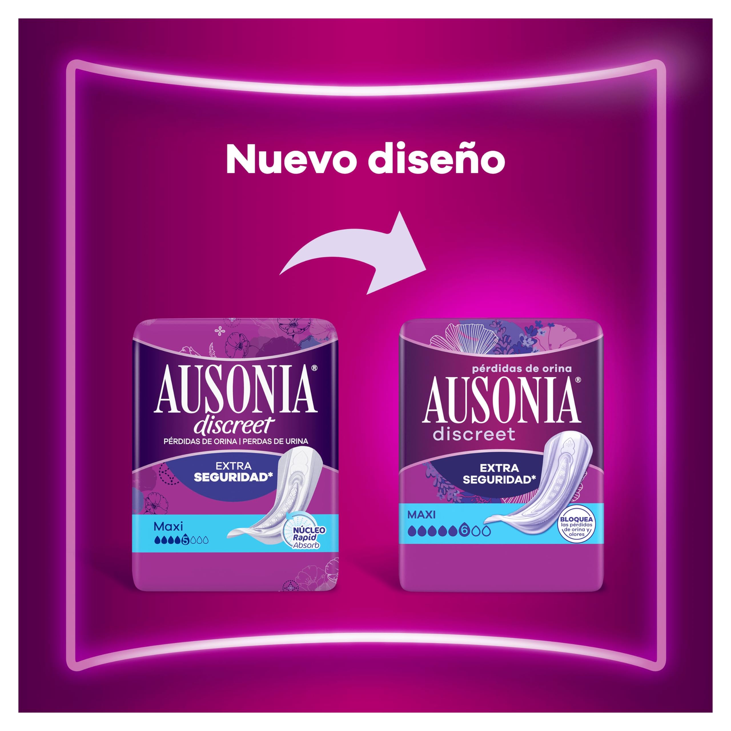 Ausonia Discreet Compresas Maxi, Pack de 40, Para Pérdidas De Orina Para Mujer, Extra Segura Y Discreta