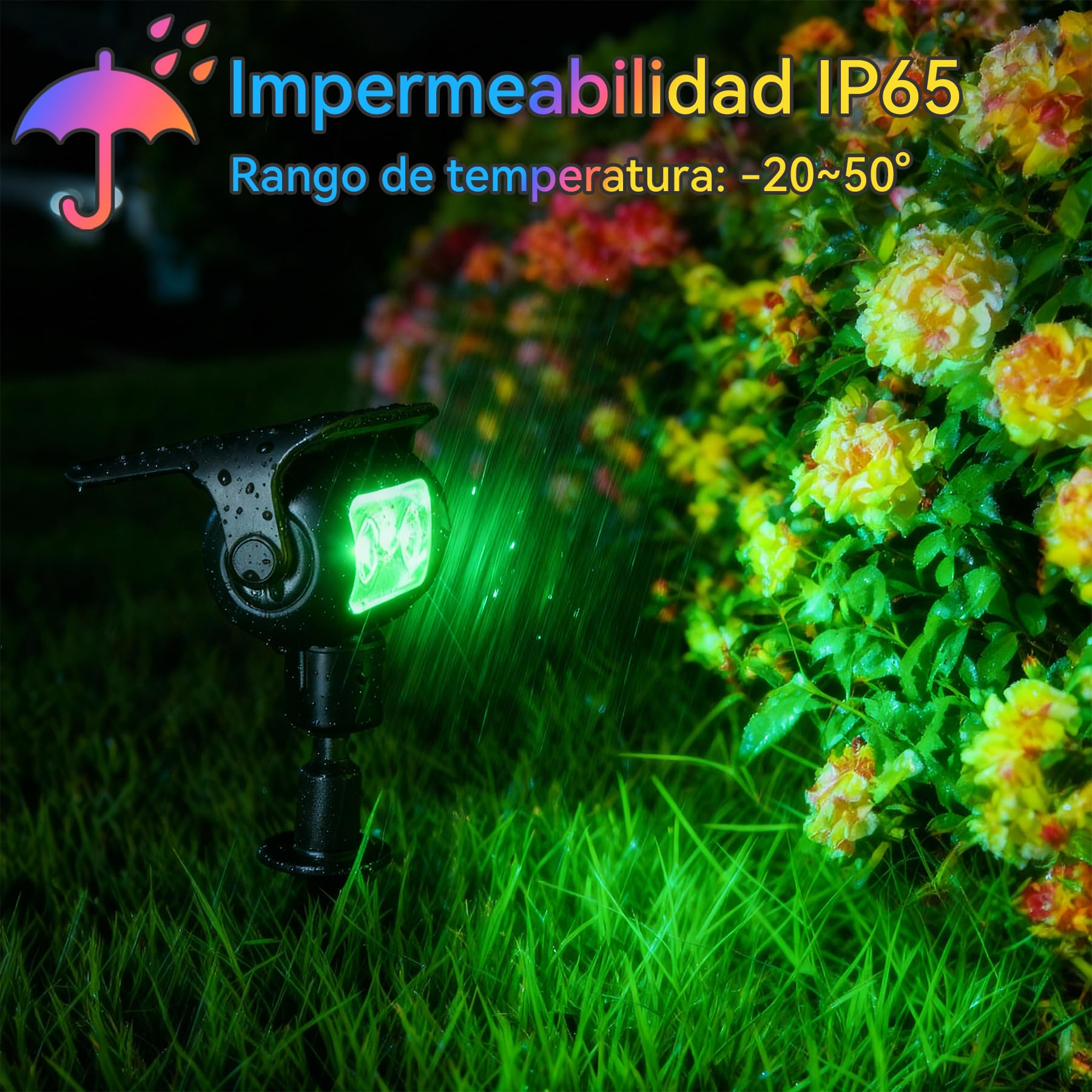 Luces Solares LED Exterior con Estaca, RGB 5 Modos de Cambio de Color, Sensor Crepuscular, IP65 Impermeables, Lámparas Solares para Jardín, Césped y Caminos(4 Piezas)