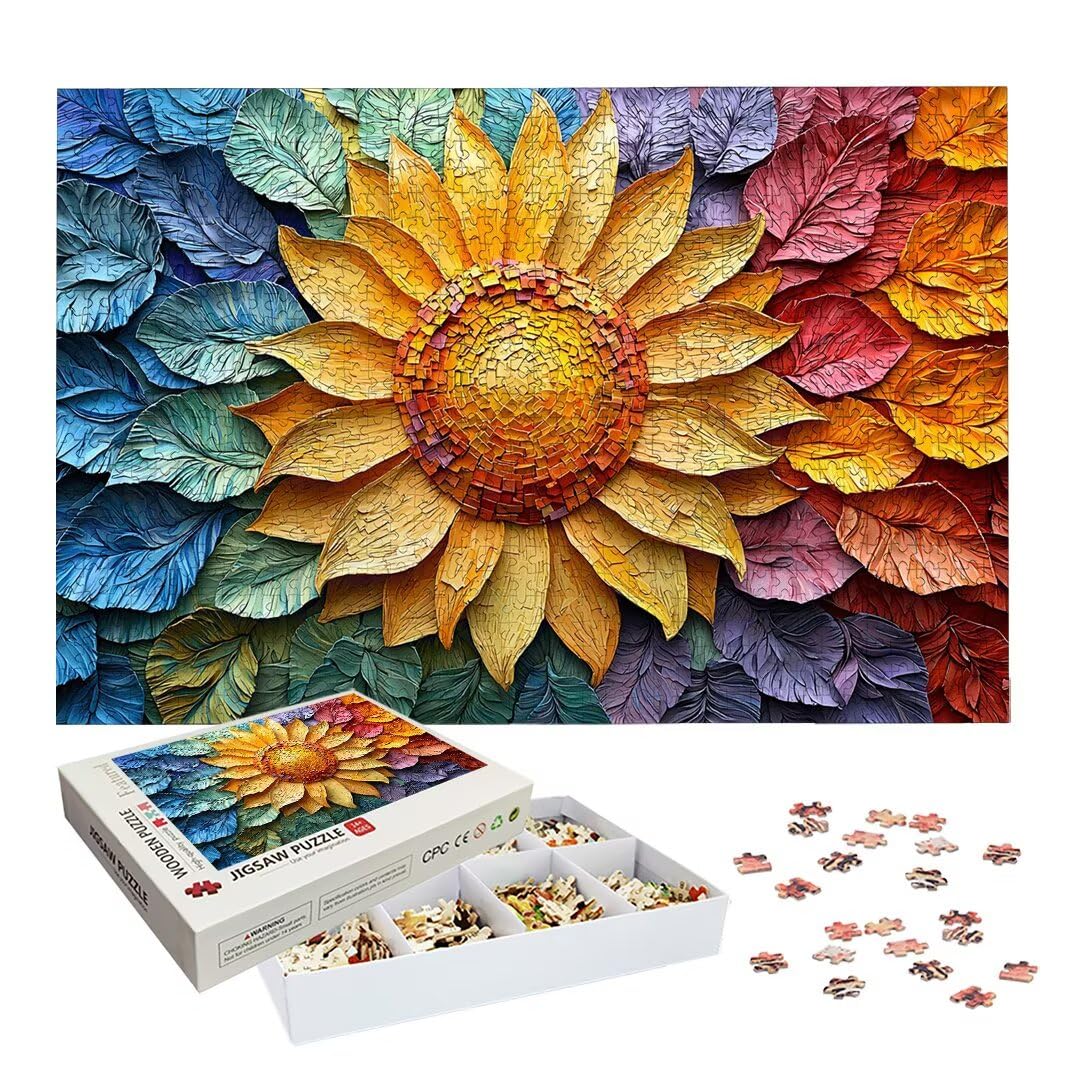 Puzzle 5000 Piezas, Puzzle Girasol de Madera para Adultos, Regalos -2474