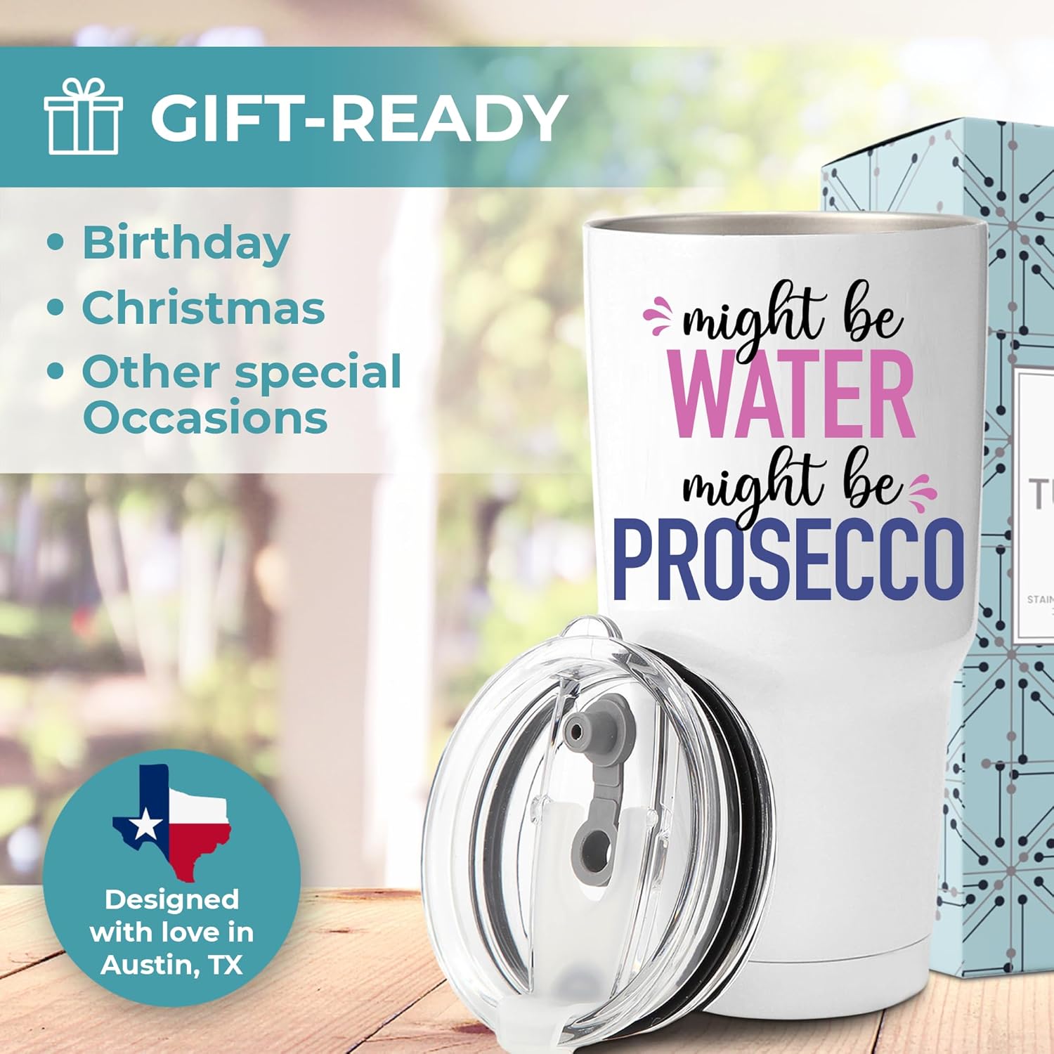 Funny Might Be Prosecco Tumbler 30oz, Fun and Unique Presents for Drinkers, Adult Humor Cups, Drinking Themed Gag Gifts for Men and Women, Ideal Present Picks for Her Birthday, Christmas, Gift Ready