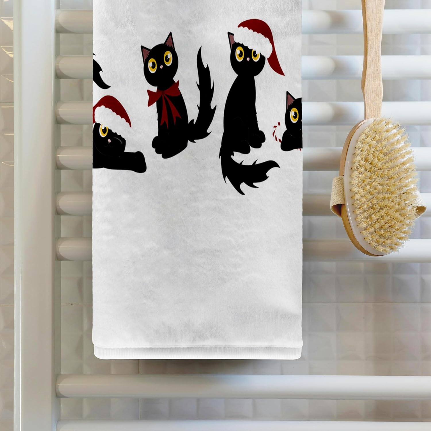 3dRose - Cute Christmas Cats Black - Towel - (twl-172138-2)