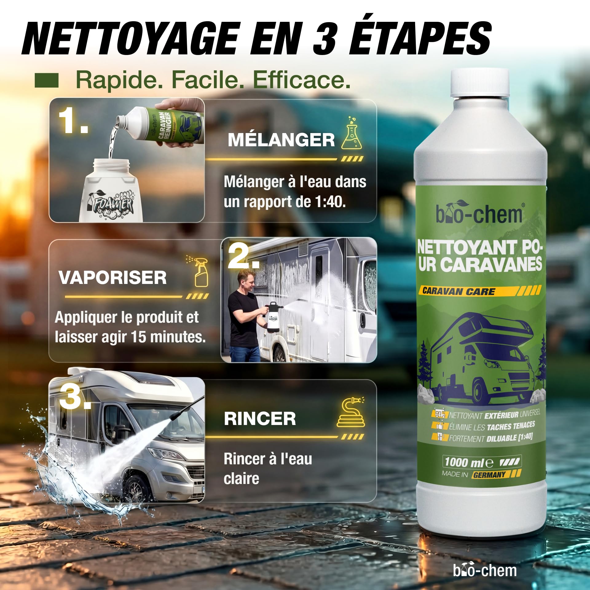 bio-chem Nettoyant pour caravanes 5L | Entretien de véhicules de Camping - Mobilhomes, auvents, Camping-Cars - Nettoyage Surfaces extérieures