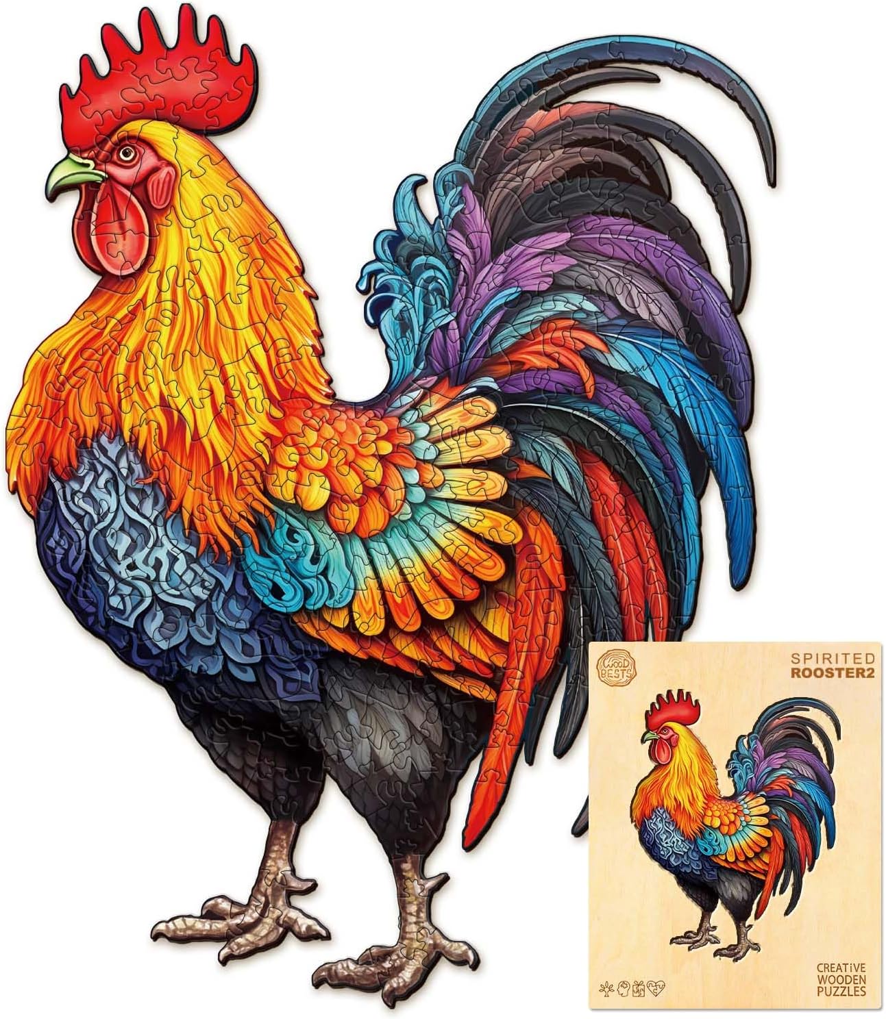 Wooden Puzzles for Adults, Wooden Rooster Puzzle, 270 Pcs Puzzles for Adults, Birthday Gifts for DIY Lover, Wood Puzzle Game (L-14.5 * 11.1in)