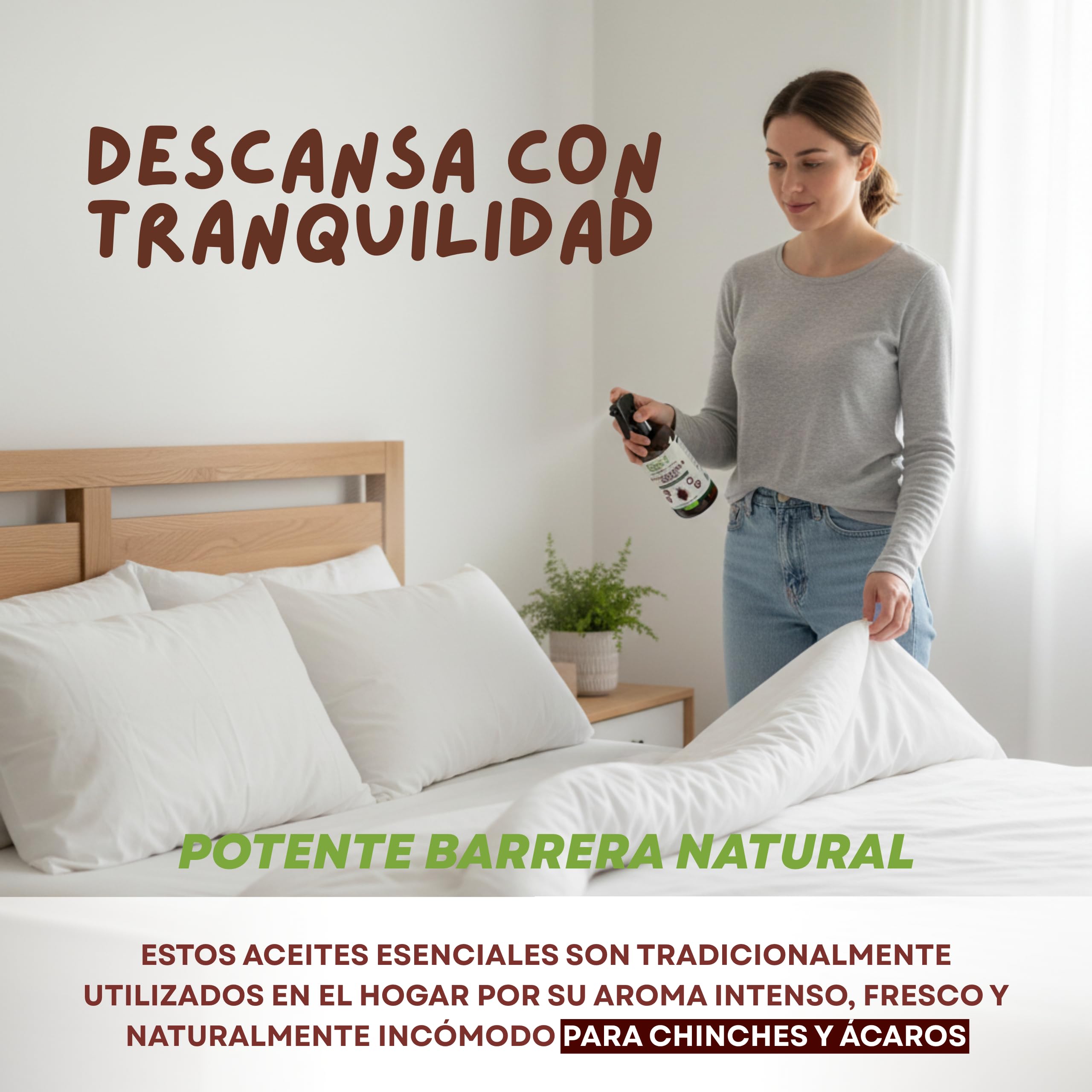 Protect | Spray Anti-Chinches y Ácaros 250ml | Rpelente Con Aceites Esenciales | x10 veces Más Concentrado que Otros | Apto para Textil, Hogar, Sofás, Colchón, Ropa de Cama