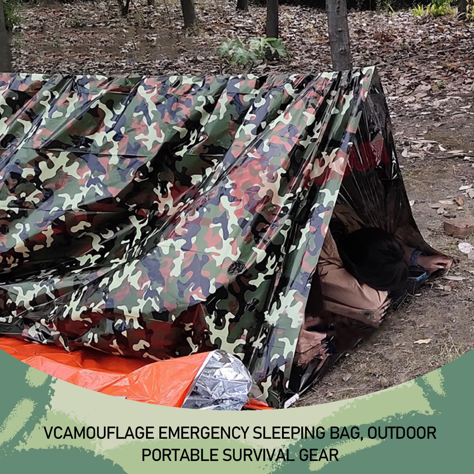 2 Pacchi Sacco a Pelo di Emergenza, Sacco da Bivacco Termico Leggero Impermeabile, Borse per Coperte di Sopravvivenza Sacco in Nylon Portatile per Campeggio,Escursionismo,all'aperto