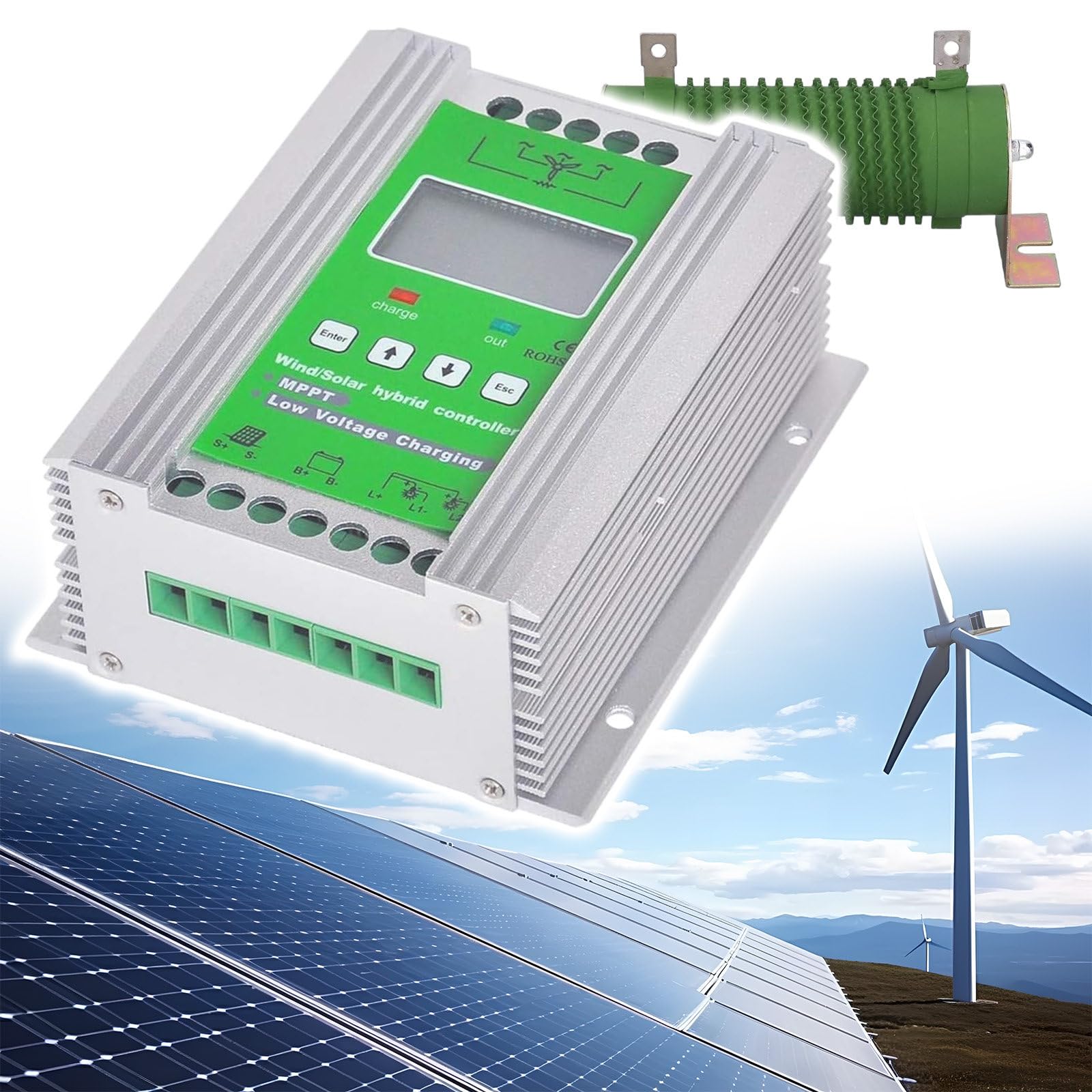 Eastnmythet 12V Wind Solar Hybrid Charge Controller 12000W Mppt /24V/48V Charge Controller With Dump Load Wind Turbine Generator Solar Panel Auto Regulator,