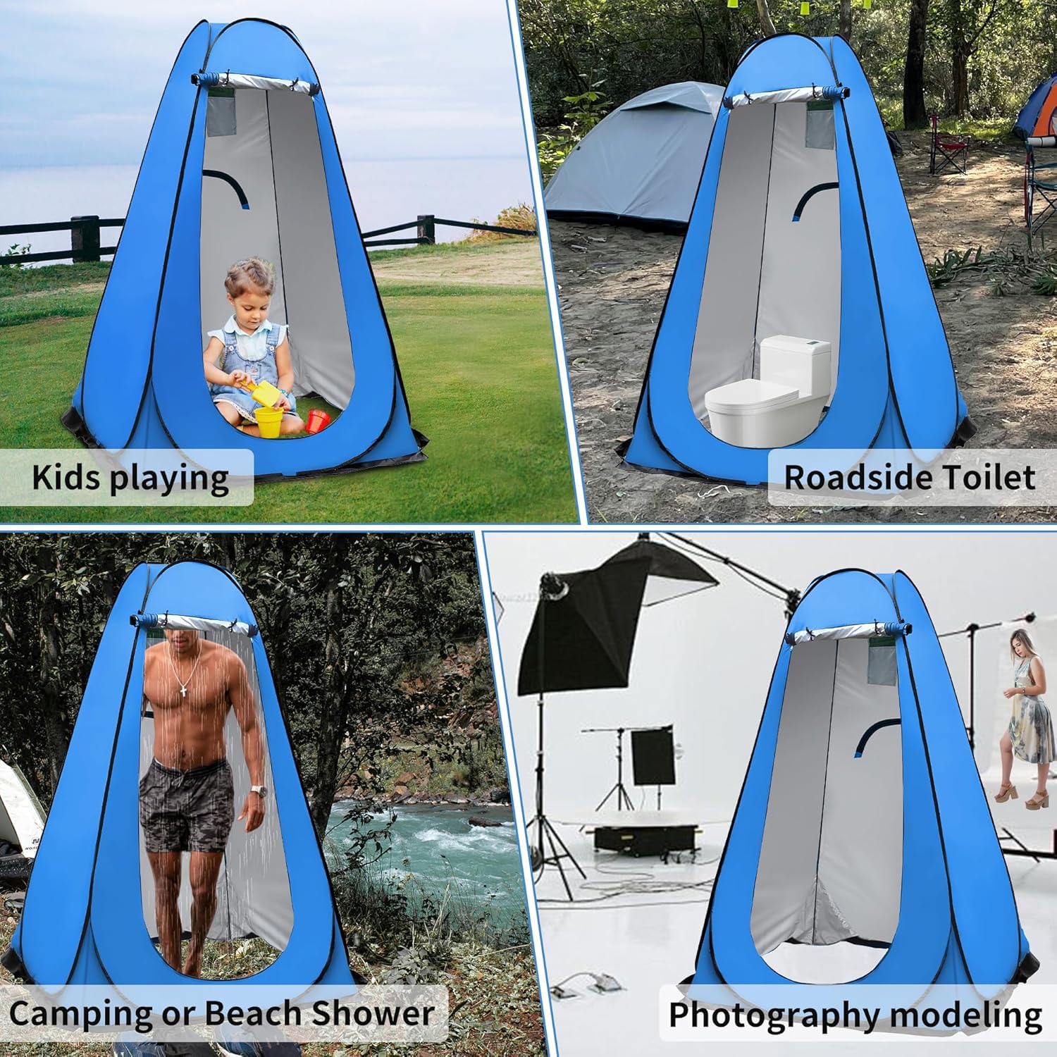 OUUTMEE Pop Up kempingowy namiot prysznicowy, przenośny garderoba plażowa przebieralnia UV/deszcz na zewnątrz, ochrona prywatności, ochrona przed wzrokiem, namiot kabiny prysznicowej UV, do wędrówek