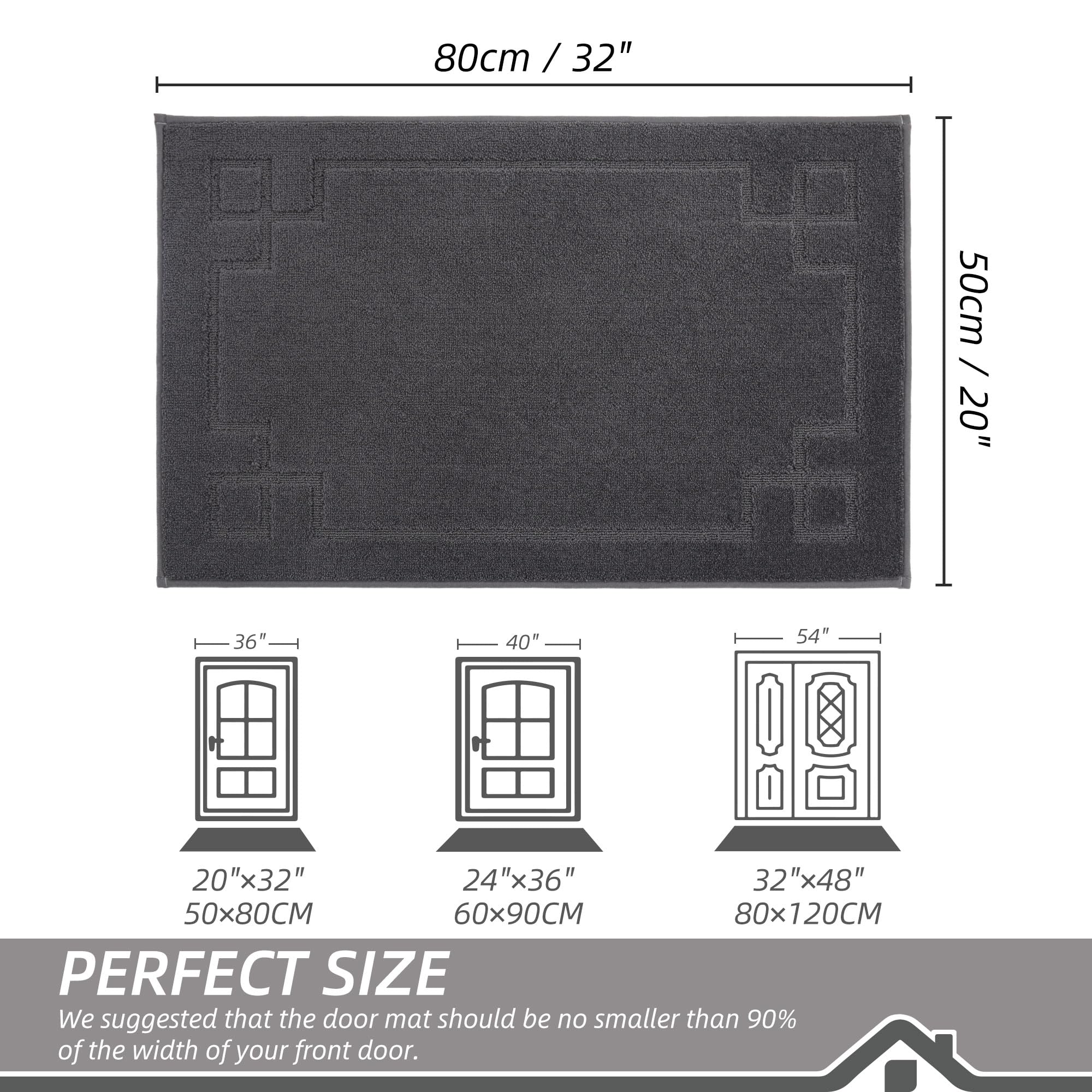 BEQHAUSE Door Mat Indoor, 50 * 80 cm Floor Mats, Non-Slip Indoor Mat Suitable for Front and Rear Doors Entrances, Corridors - Image 2