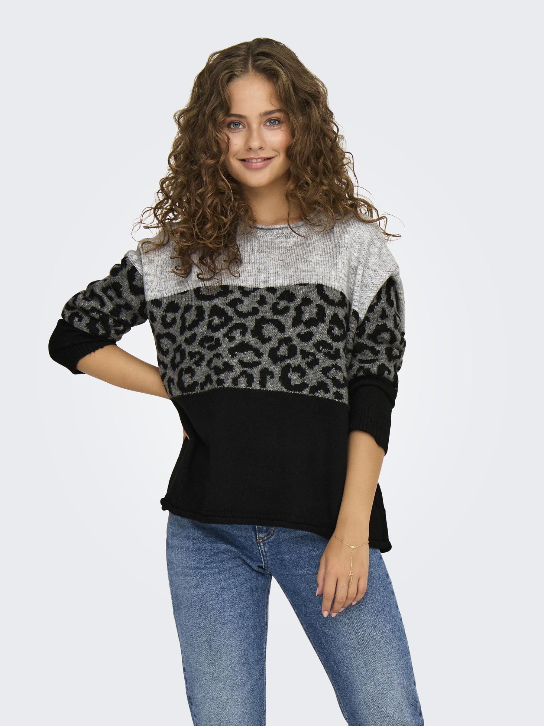 Only Onljade Animal LS O-Collo CC Knt Maglione Donna