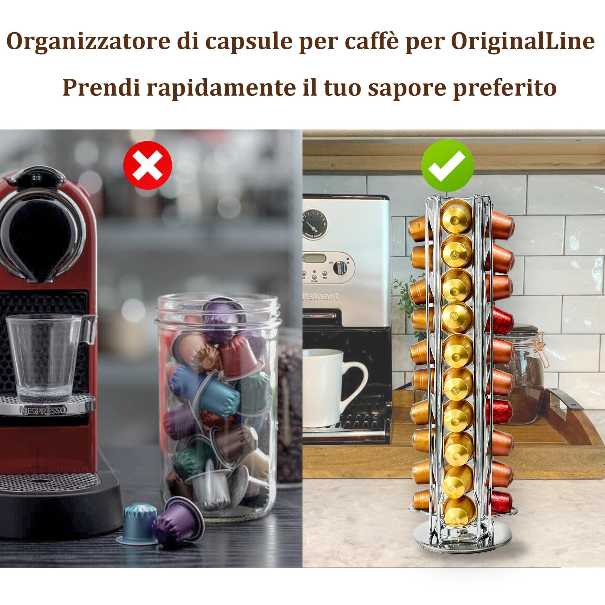 Nespresso uchwyt na kapsułki Nespresso, obrotowy, na 40 kapsułek OriginalLine (czarny uchwyt na kapsułki espresso)