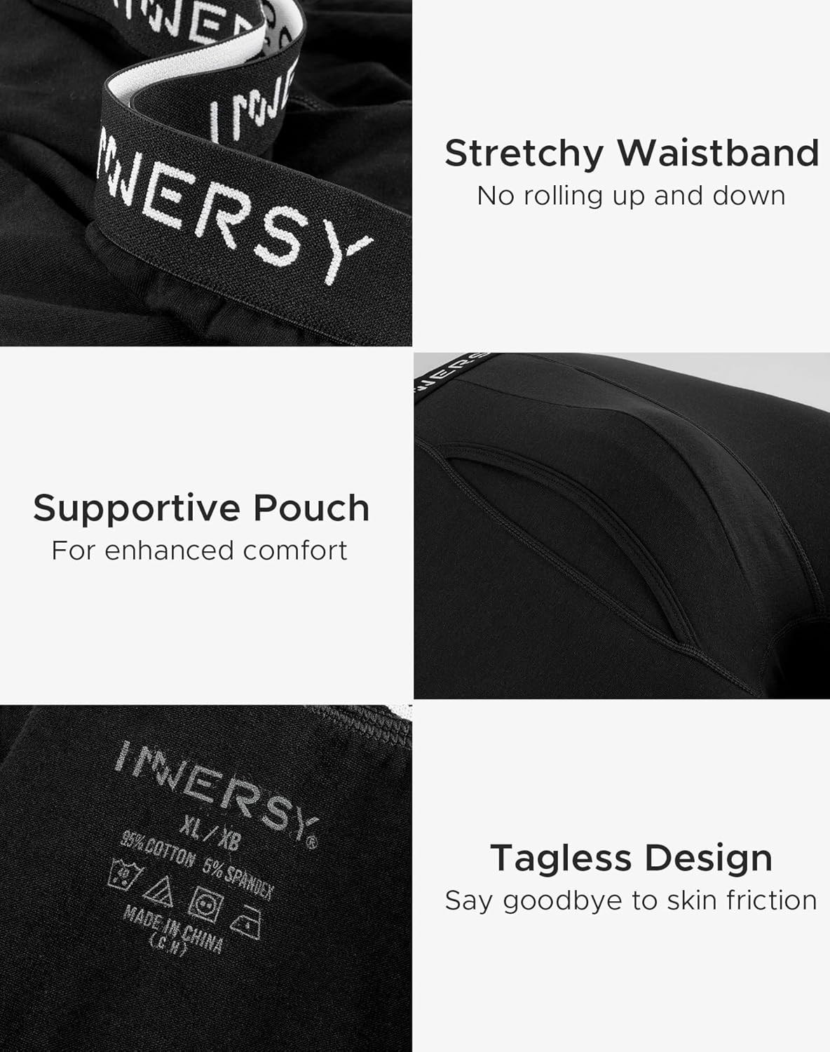 INNERSY Men's Big and Tall Underwear 8.5" Inseam Long Leg Cotton Moisture Wicking Boxer Briefs 3-Pack - Image 7