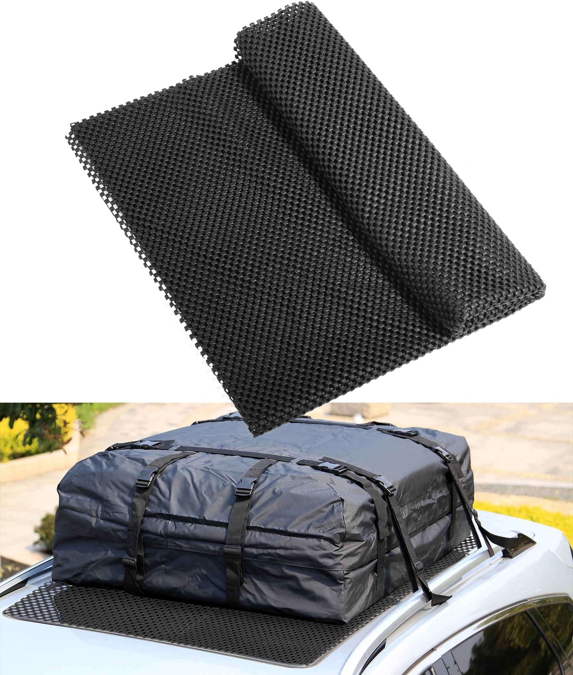 Roof Rack Pad for Rooftop Cargo Bag - 120x100CM Protective Mat, Car Accessories, Non-Slip Rack Pad - Fits Most Vehicles