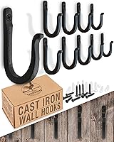 MyFancyFarmhouse Railroad Spike Cast Iron Hooks (10 Pack) - Handmade Blacksmith Farmhouse Wall Hooks, Powder Coated Rust Proof Indoor Outdoor for Coats Bags Pots
