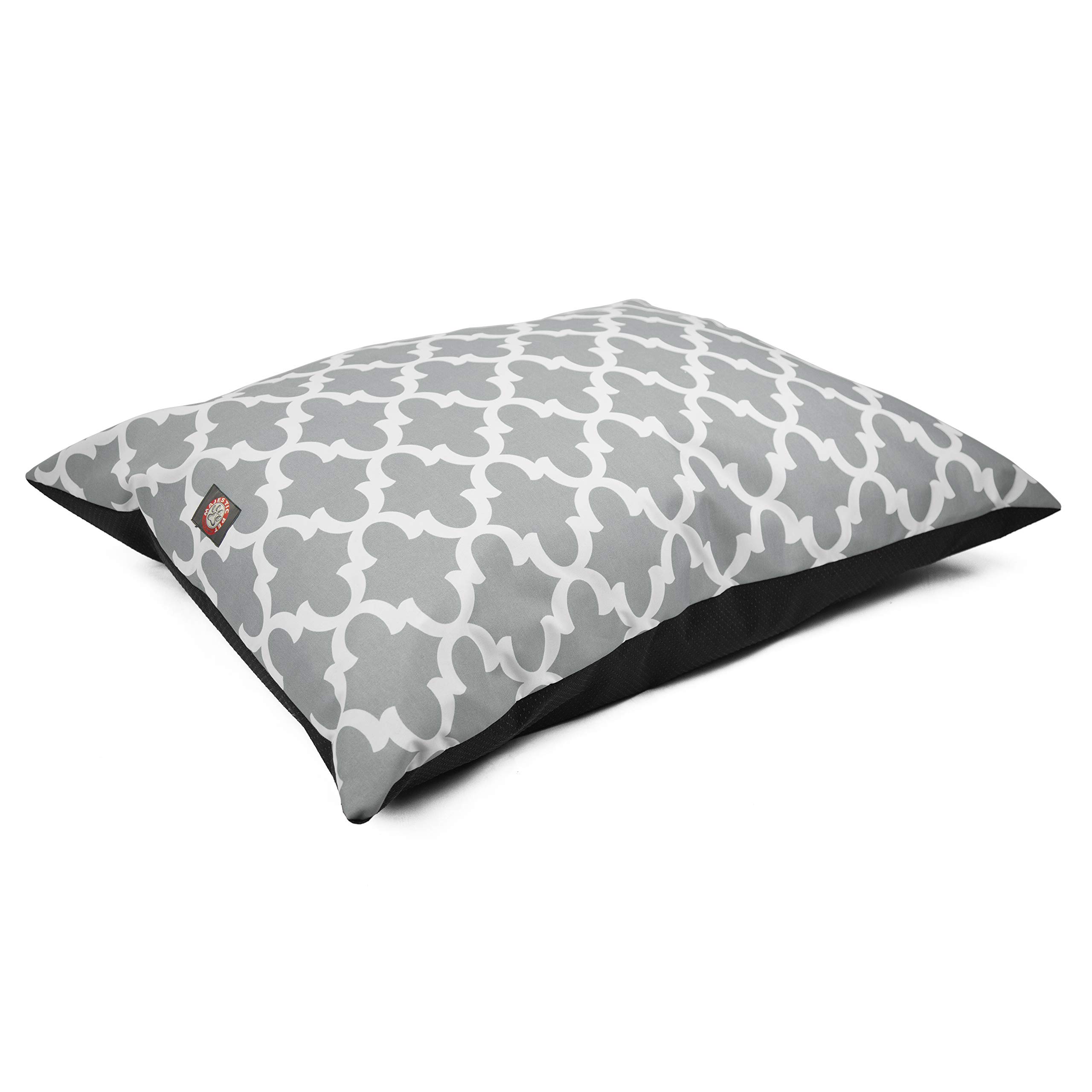Majestic Pet Rectangular Dog Bed Washable Non Slip Comfy Super Value Pillow Bed - Large Breed 46 x 35 inches - Trellis Gray