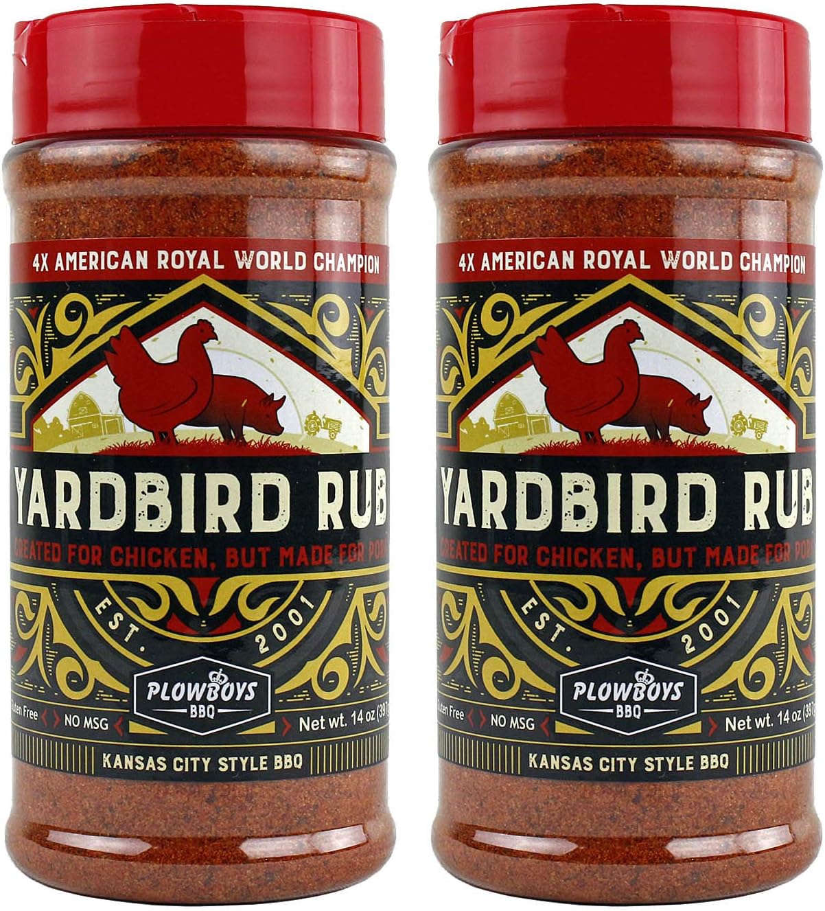 Plowboys BBQ Seasonings and Rubs – Award-Winning Championship Spice Blends for Grilling, Smoking, and Cooking (14 Ounce (Pack of 2), Yardbird)