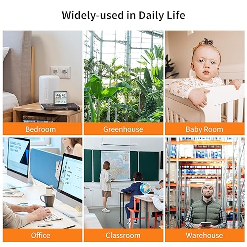 Miniatura 6 de NOKLEAD Termómetro higrómetro para interiores, termómetro digital de escritorio con monitor de temperatura y humedad, termómetro de habitación