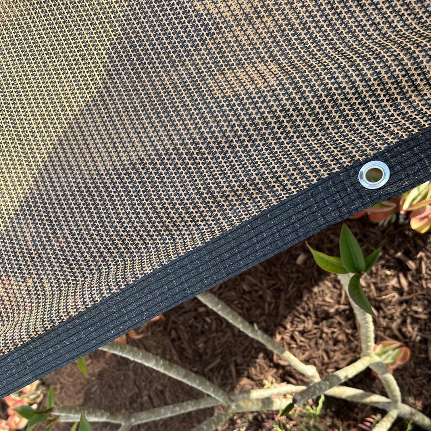 Zewnętrzna tkanina przeciwsłoneczna do szklarni, 85% ochrona przed promieniowaniem UV, pergola, taras, podwórko, patio, plandeka kawowa, siatka ze wzmocnionymi przelotkami, 10 x 20 m