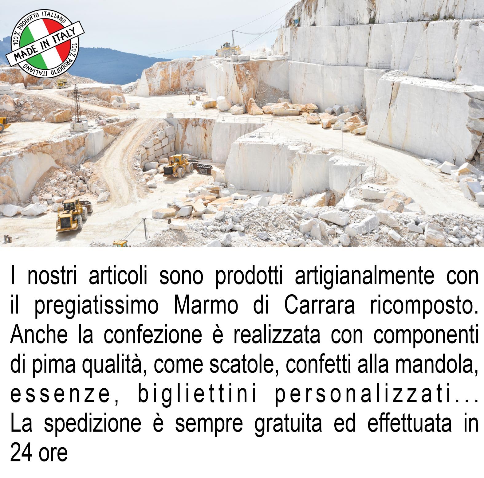 Regalami.shop 12 bomboniere profumatore in marmo di carrara e legno naturale con scatola, nasctro, bigliettino, portaconfetti ed essenza alla lavanda (set 12)