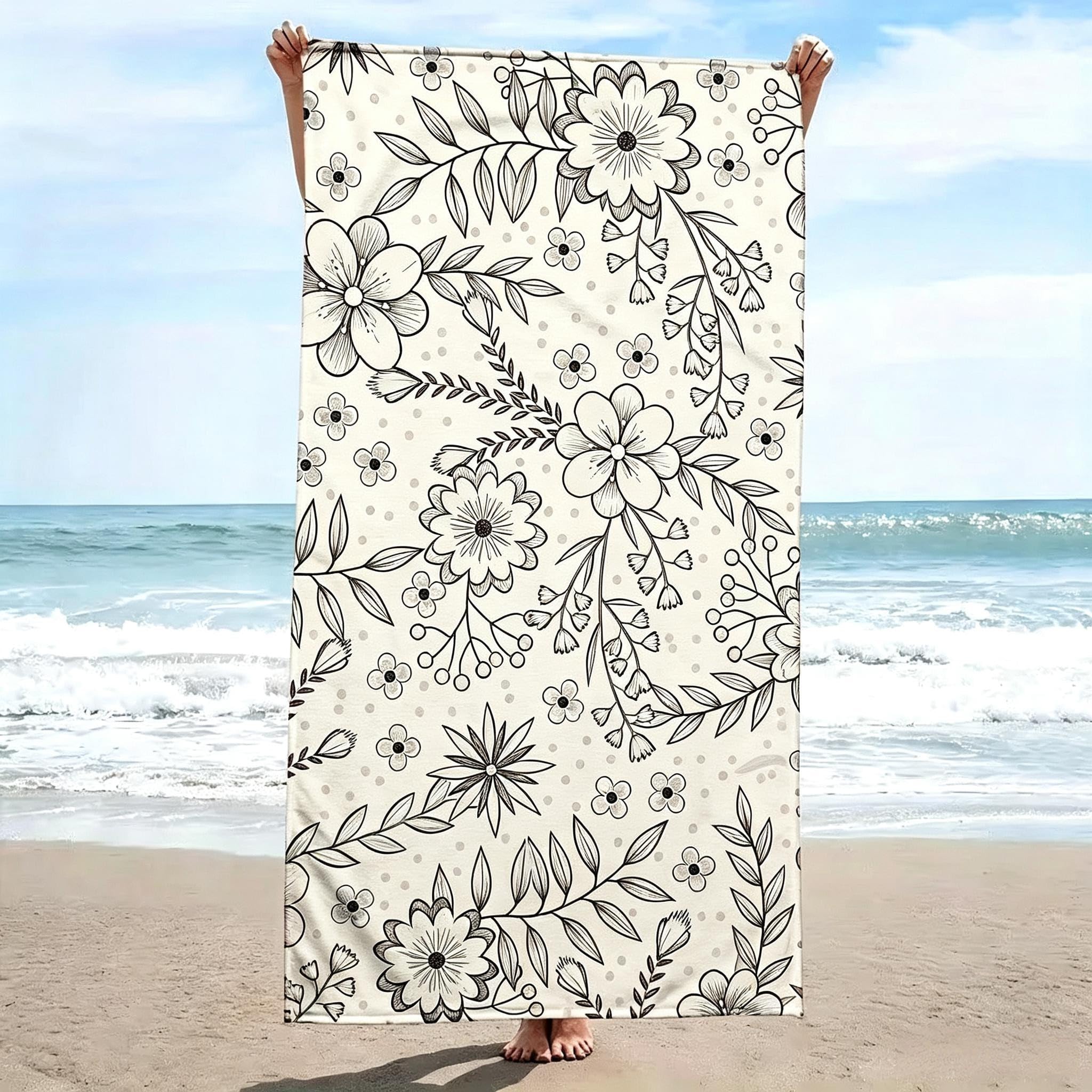 YZQGLHP Microfibre Quick Drying Floral Beach Towel 80x180cm