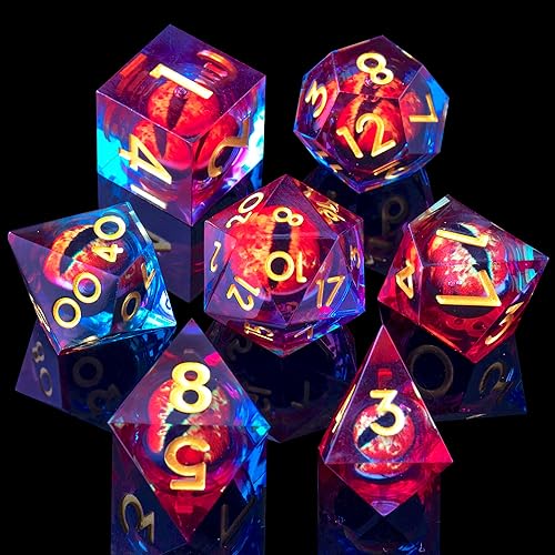 YEMEKO Beholder'S Eye DND Dice- Juego de dados de ojo de dragón con núcleo líquido, borde afilado, hechos a mano para Dungeons and Dragons Ttrpg,