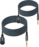 Twozoh Jack 6.35mm to XLR Male 3Pin Audio Cable 0.3M 2 Pack, Braided XLR Male to 1/4 TRS Stereo Guitar Cable (Professional/HiFi) - 6