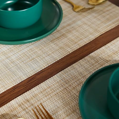 Miniatura 4 de Juego de 8 manteles individuales de vinilo tejido fácil de limpiar para mesa de comedor, interiores y exteriores, manteles individuales de PVC