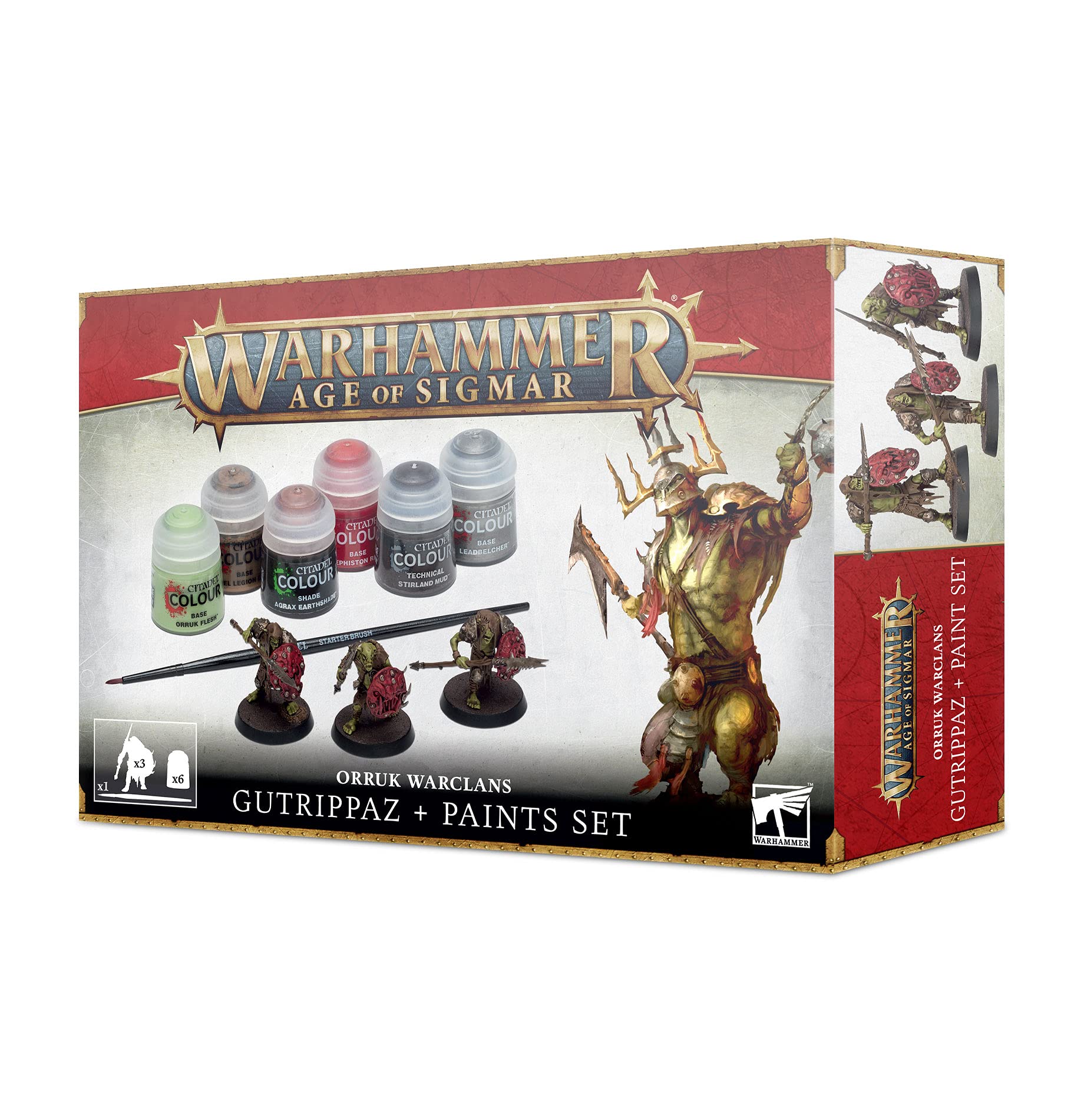Warhammer Games Workshop Age of Sigmar Orruk Warclance Gutrippaz and Paint Set
