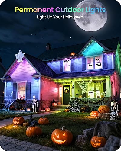 Miniatura 3 de Luces permanentes para exteriores, 120 pies RGB y aleros blancos con 72 luces LED, aplicacióncontrol remoto, IP65 impermeable, cadena de luces de