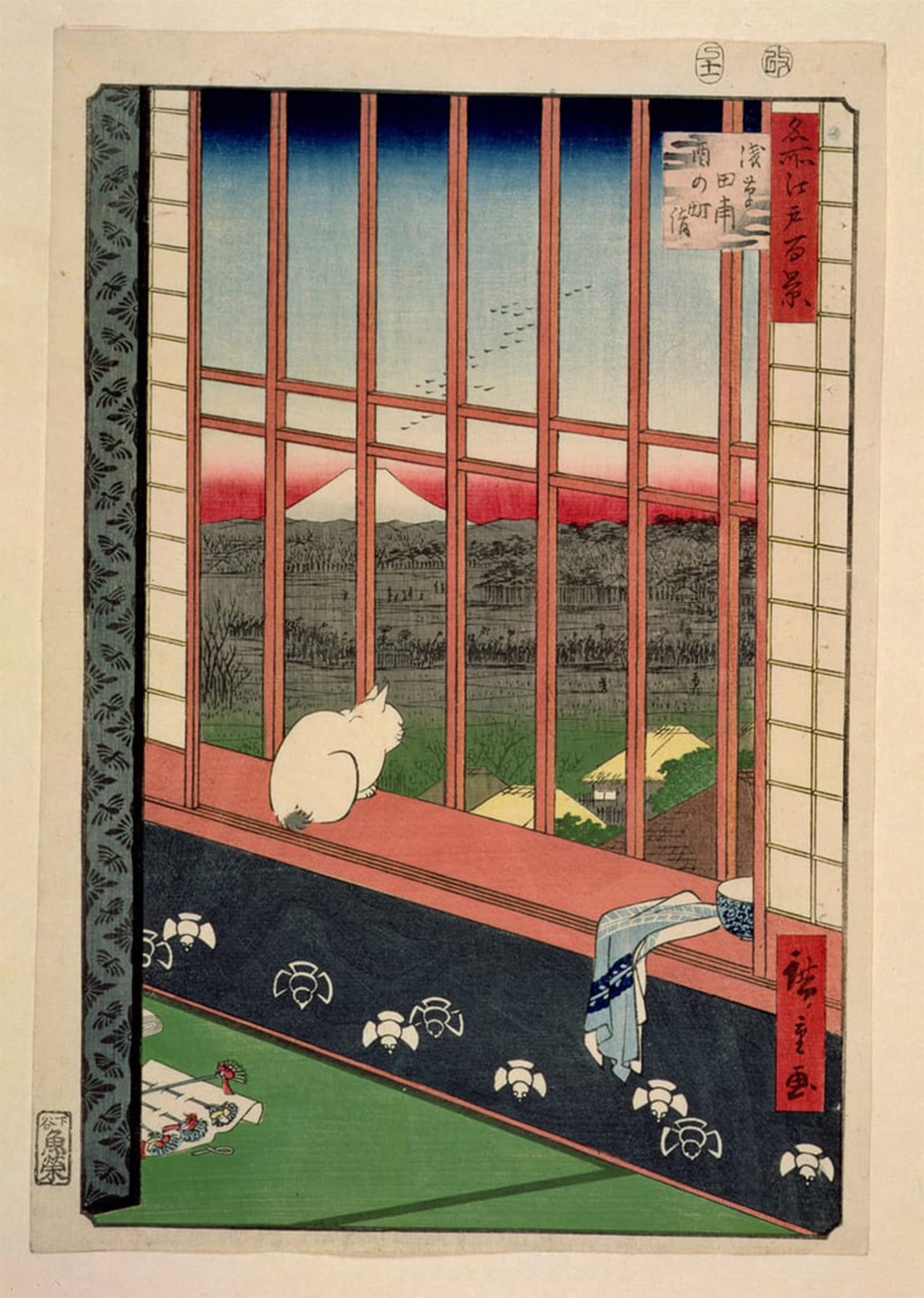 POSTERIIk Vintage Classic Picture Landscape Artwork Asakusa Rice Fields During the Festival of the Cock by Utagawa Hiroshige Portrait Canvas Painting for Office Home Decor 60x90cm