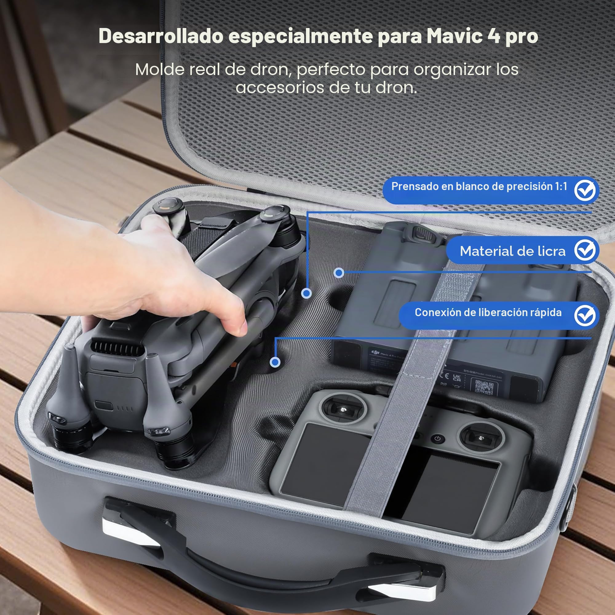 STARTRC PHOTO Funda Mavic 4 Pro, Funda de PU para dji Mavic 4 Pro Fly More Combo con RC 2 Controller Almacenamiento de Viaje para dji Mavic 4 Pro Accesorios, Estación de Carga de la batería