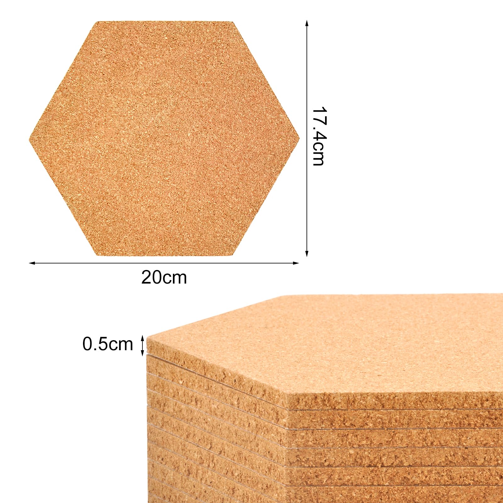 Lot De 10 Tableaux D'Affichage En Liège Hexagonaux Autocollants - Décoration Murale