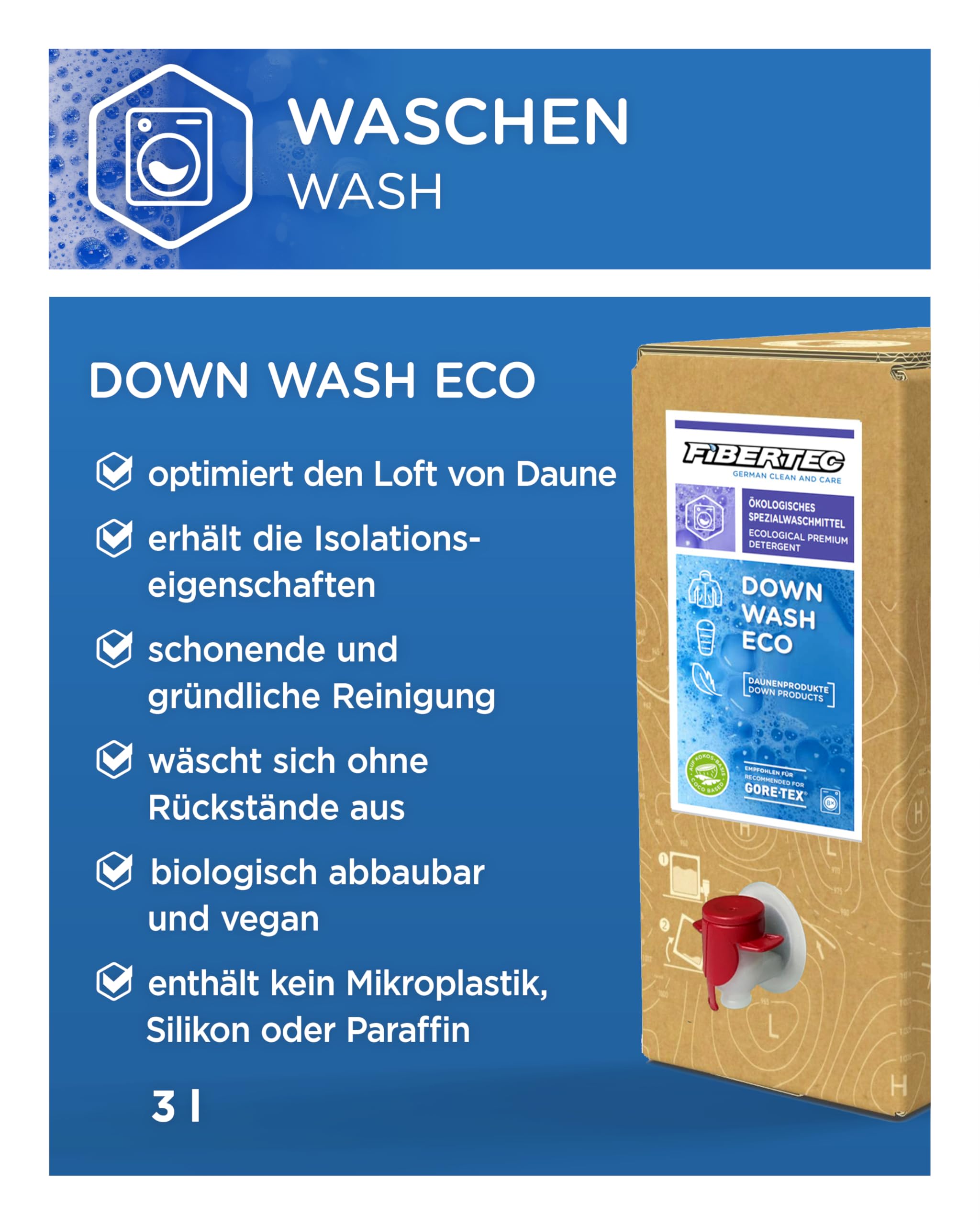 FIBERTEC Down Wash Eco Waschmittel flüssig 3L