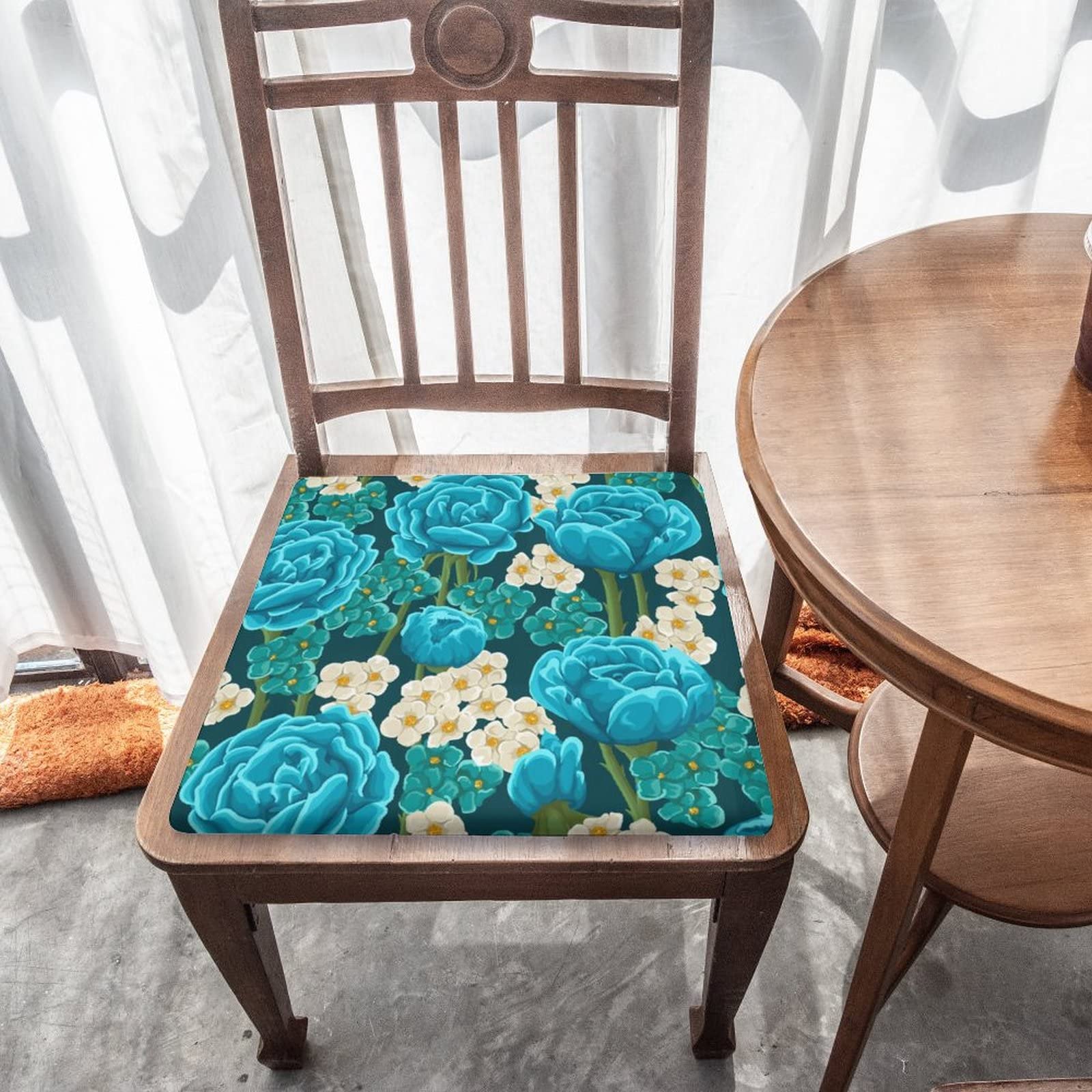 Amazon.co.jp: 座布団 クッション 青い花 花柄 ざぶとん シート