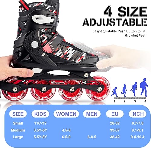 Miniatura 2 de Patines en línea ajustables para niños y adolescentes, niños y niñas, mujeres, patines iluminadores divertidos para principiantes para exteriores e