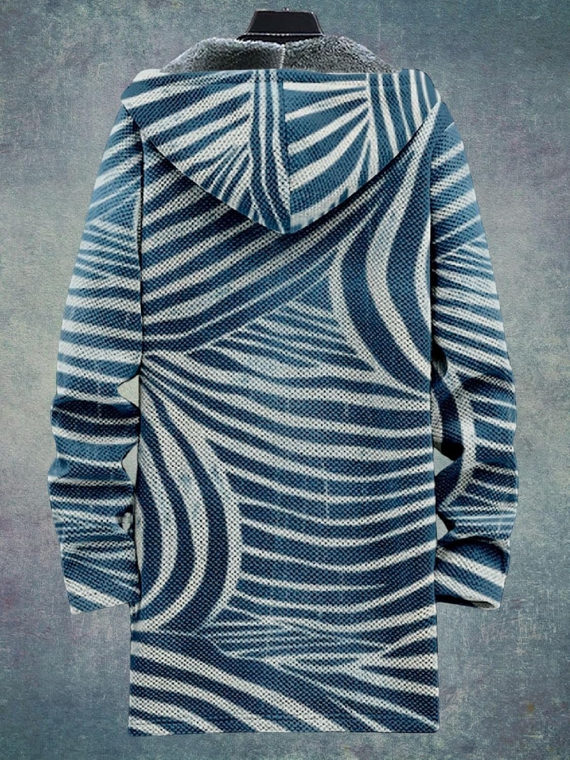 2025 Men's Ethnic Pattern Hooded Jacket Long Cardigan Hoodies Full Zip Vintage Knitted Zipper Coat with Pocket - Image 6