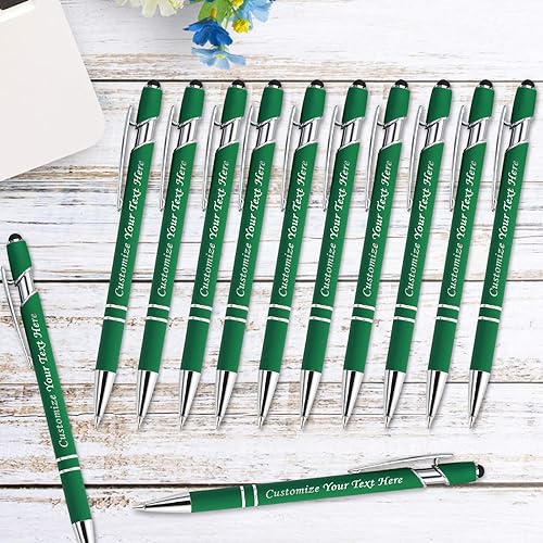 Miniatura 68 de Bolígrafos personalizados con punta de lápiz capacitivo, bolígrafos grabados personalizados, bolígrafo de tacto suave, tinta negra impresa sin