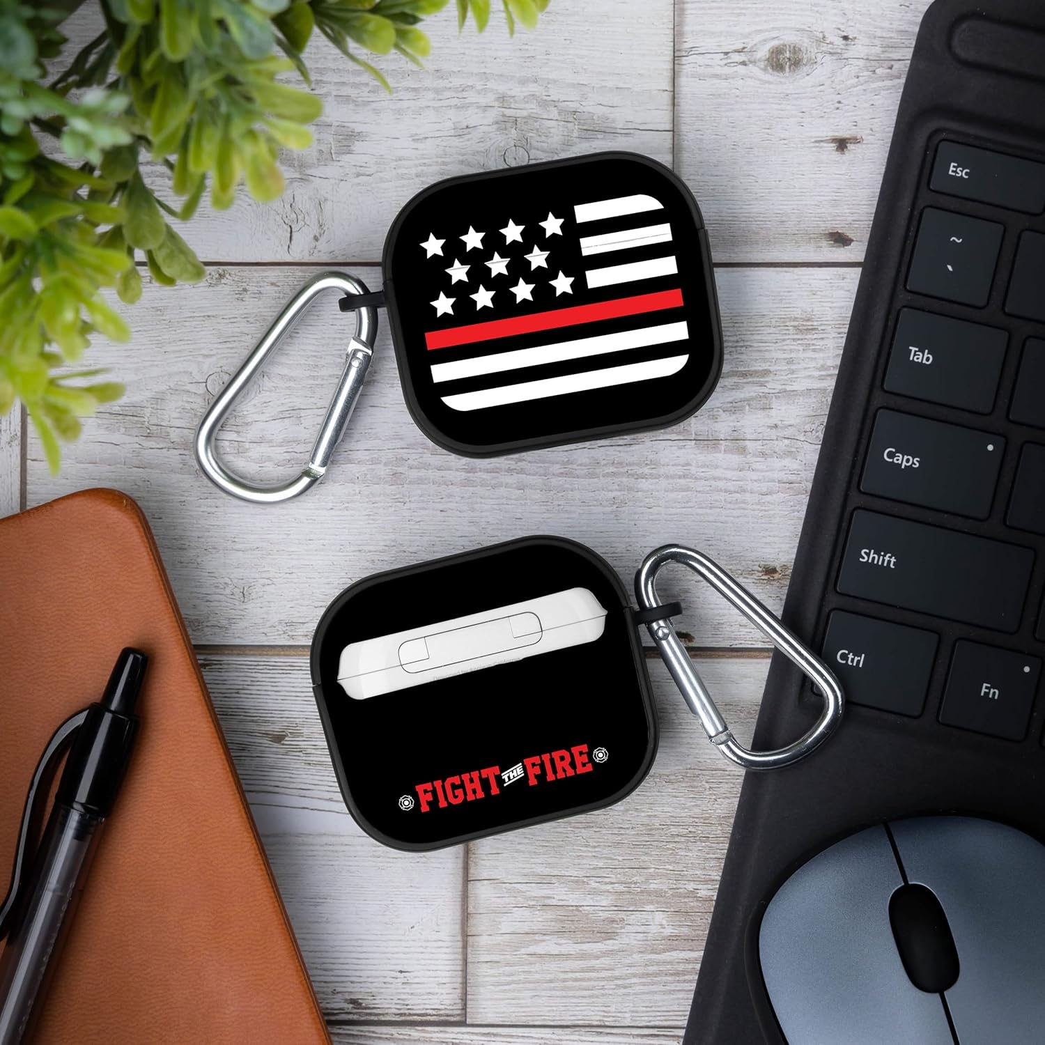 AFFINITY BANDS Firefighter HDX Case Cover Compatible with Apple AirPods Gen 3 (Thin Red Line Black)