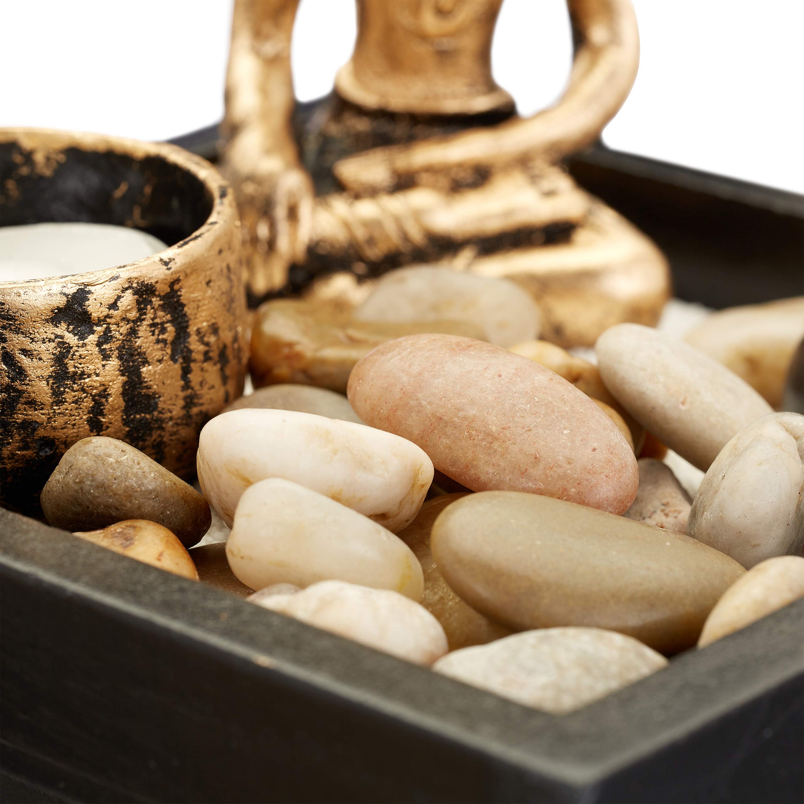 Relaxdays Giardino Zen, con Buddha, Pietre, Sabbia, Porta Incenso & Portalumino, Rilassante, Decorazione Feng Shui, nero