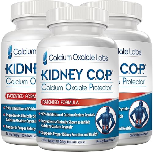 Kidney COP - Protector de oxalato de calcio 120 cápsulas soporte renal patentado para cristales de oxalato de calcio ayuda a detener la recurrencia